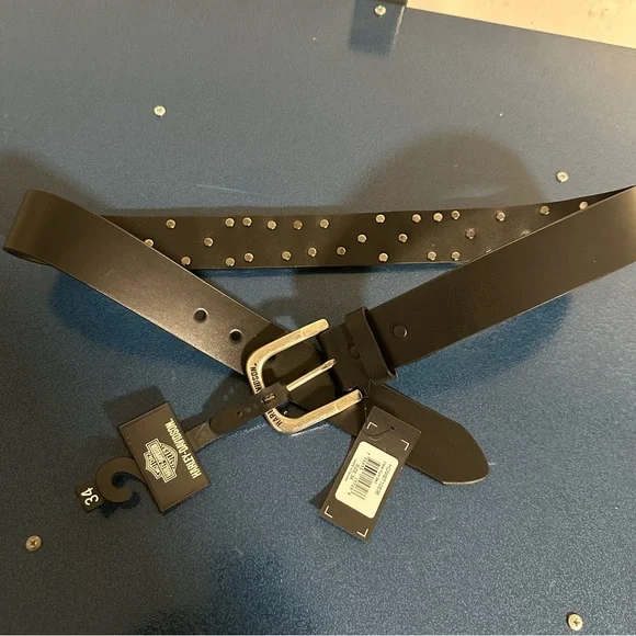 Harley Davidson Metal Lettering Black Leather Belts New - Picture 2 of 4